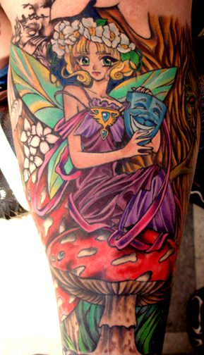 Tattoos - Fantasy Fairy tattoos - farie leg